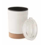 Gobelet à emporter en acier inoxydable avec base en liège 300 ml couleur blanc deuxième vue