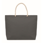 Sac en coton recyclé avec anses en corde naturelle 220 g/m² couleur noir deuxième vue