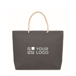 Sac en coton recyclé avec anses en corde naturelle 220 g/m² vue avec zone d'impression