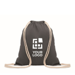 Sac en coton recyclé à cordon de serrage coloris naturel 140 g/m² vue avec zone d'impression
