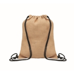 Sac ficelle en toile de jute avec cordon de serrage en coton coloré couleur noir