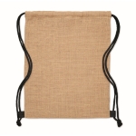 Sac ficelle en toile de jute avec cordon de serrage en coton coloré couleur noir deuxième vue