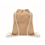 Sac ficelle en toile de jute avec cordon de serrage en coton coloré couleur beige