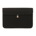 Pochette pour ordinateur 15'' en coton à bouton en bambou 120 g/m² couleur noir