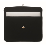 Pochette pour ordinateur 15'' en coton à bouton en bambou 120 g/m² couleur noir deuxième vue