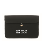 Pochette pour ordinateur 15'' en coton à bouton en bambou 120 g/m² couleur noir vue avec zone d'impression