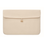 Pochette pour ordinateur 15'' en coton à bouton en bambou 120 g/m² couleur beige