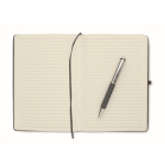 Carnet en cuir recyclé à couverture rigide avec stylo à encre bleue couleur noir quatrième vue