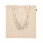 Sac en coton bio à soufflet et longues anses 220 g/m² couleur beige deuxième vue
