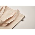 Sac en coton bio à soufflet et longues anses 220 g/m² couleur beige troisième vue photographique