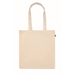 Sac en coton bio à soufflet et longues anses 220 g/m² couleur beige quatrième vue