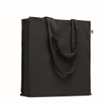 Sac en coton bio coloré à soufflet et longues anses 220 g/m² couleur noir