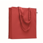 Sac en coton bio coloré à soufflet et longues anses 220 g/m² couleur rouge