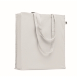 Sac en coton bio coloré à soufflet et longues anses 220 g/m² couleur blanc