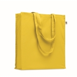 Sac en coton bio coloré à soufflet et longues anses 220 g/m² couleur jaune