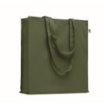 Sac en coton bio coloré à soufflet et longues anses 220 g/m² couleur vert