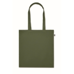 Sac en coton bio coloré à soufflet et longues anses 220 g/m² couleur vert quatrième vue