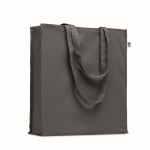 Sac en coton bio coloré à soufflet et longues anses 220 g/m² couleur gris foncé