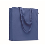 Sac en coton bio coloré à soufflet et longues anses 220 g/m² couleur bleu roi