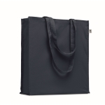 Sac en coton bio coloré à soufflet et longues anses 220 g/m² couleur bleu marine