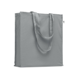 Sac en coton bio coloré à soufflet et longues anses 220 g/m²
