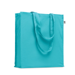 Sac en coton bio coloré à soufflet et longues anses 220 g/m²