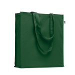 Sac en coton bio coloré à soufflet et longues anses 220 g/m²