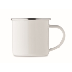 Mug vintage en métal sublimé avec bord métallisé 200 ml couleur blanc deuxième vue