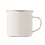 Mug vintage en métal sublimé avec bord métallisé 500 ml couleur blanc deuxième vue