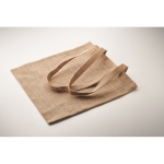 Sac en toile de jute à longues anses assorties couleur beige troisième vue photographique