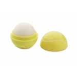 Baume à lèvres en ABS en forme de balle de tennis saveur vanille SPF10 couleur jaune