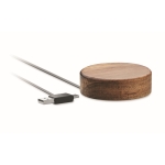 Chargeur circulaire sans fil en bois d'acacia 15W couleur bois