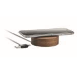 Chargeur circulaire sans fil en bois d'acacia 15W couleur bois troisième vue