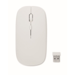 Souris sans fil en ABS avec batterie USB rechargeable et câble inclus couleur blanc quatrième vue
