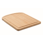 Planche à découper en bambou en forme de pain avec rainure sur le bord couleur bois