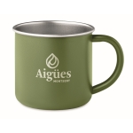 Mug en acier inoxydable recyclé avec bord métallisé 300 ml couleur vert foncé deuxième vue principale