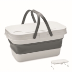 Panier de pique-nique pliable en silicone convertible en plateau 16L couleur blanc