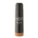 Thermos en acier inoxydable double paroi avec base en liège 500 ml couleur noir vue principale