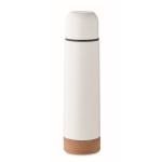 Thermos en acier inoxydable double paroi avec base en liège 500 ml couleur blanc