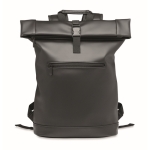 Sac à dos roll top pour ordinateur 15'' en cuir synthétique souple couleur noir