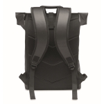 Sac à dos roll top pour ordinateur 15'' en cuir synthétique souple couleur noir deuxième vue