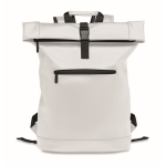 Sac à dos roll top pour ordinateur 15'' en cuir synthétique souple couleur blanc