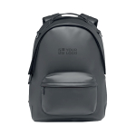 Sac à dos pour ordinateur 15'' en cuir synthétique avec poche avant couleur noir vue avec zone d'impression