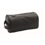 Trousse de toilette en cuir synthétique avec zip et poignée latérale couleur noir