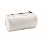 Trousse de toilette en cuir synthétique avec zip et poignée latérale couleur blanc deuxième vue