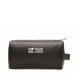 Trousse de toilette en cuir synthétique avec zip et poignée latérale vue avec zone d'impression