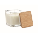 Bougie et bougeoir en verre couvercle bambou plusieurs senteurs 50 g couleur blanc troisième vue