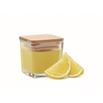 Bougie et bougeoir en verre couvercle bambou plusieurs senteurs 50 g couleur jaune cinquième vue