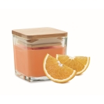 Bougie et bougeoir en verre couvercle bambou plusieurs senteurs 50 g couleur orange cinquième vue