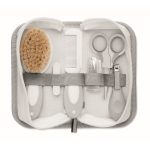 Set de toilette pour bébé 6 pièces dans un étui à fermeture éclair couleur blanc